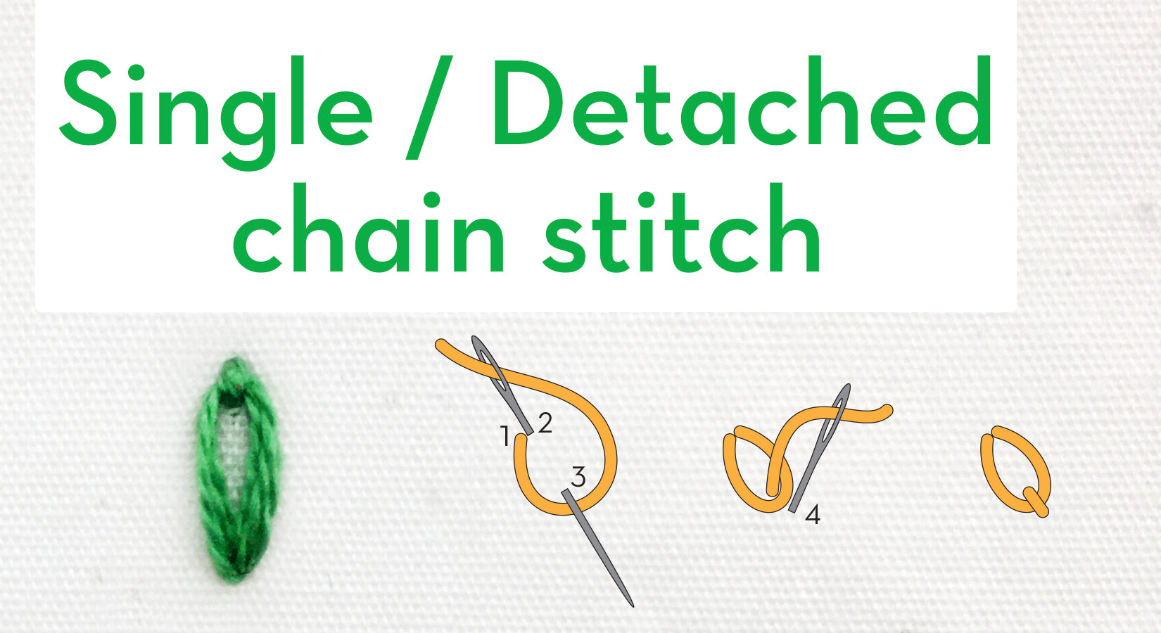Single/detached chain stitch - embroidery how-to, quick video, and ste