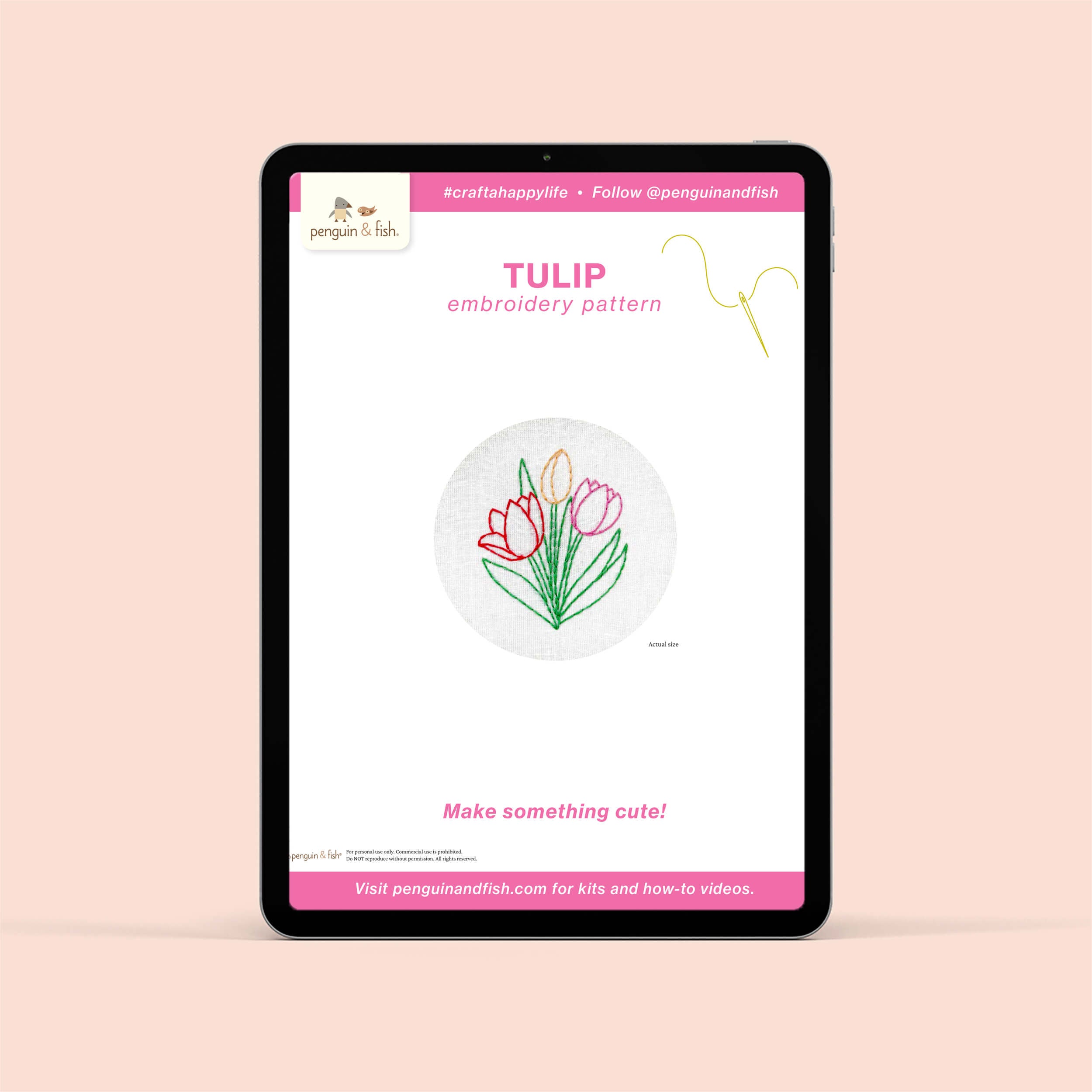 Tulip PDF Hand Embroidery Pattern – Peony Patterns