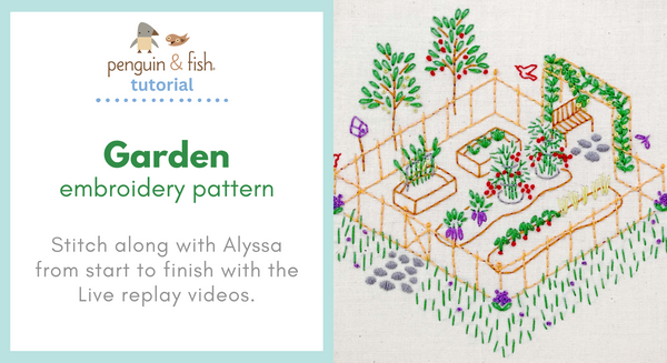 Garden Embroidery Pattern - stitching tips and video tutorial
