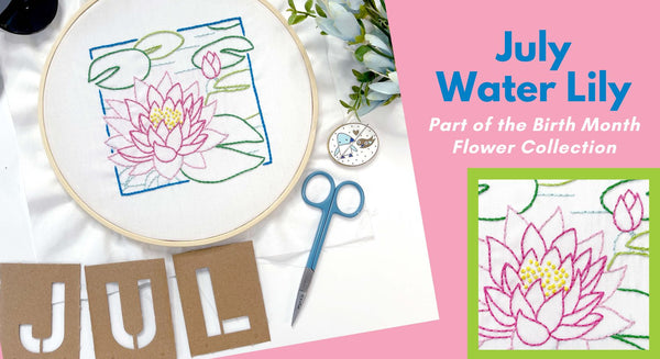 July Water Lily Embroidery Pattern