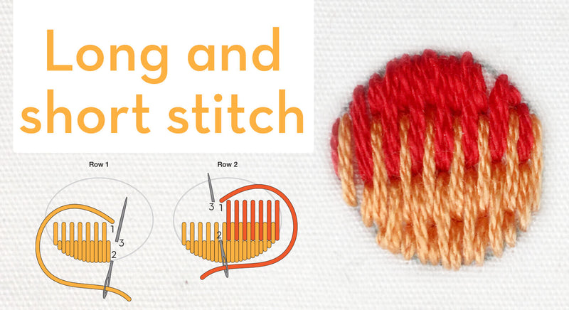 Long and short stitch - embroidery how-to, quick video, and step by step guide