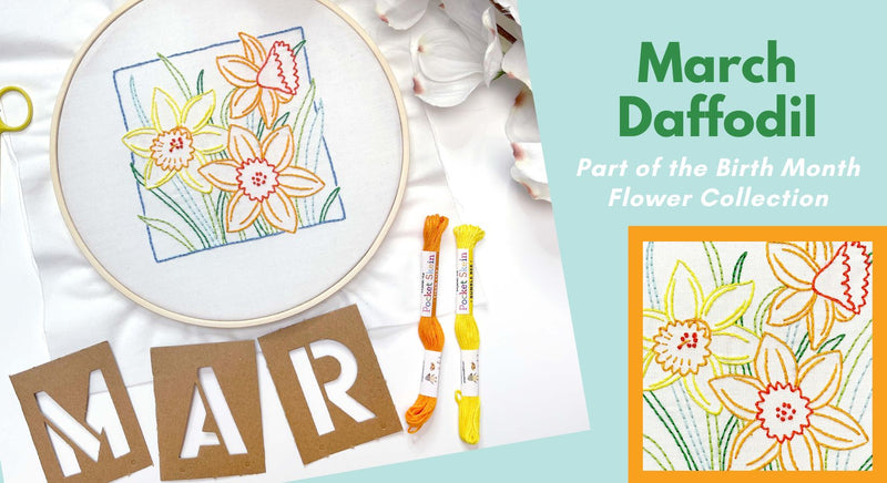 March Daffodil Embroidery Pattern