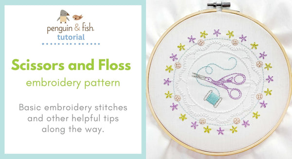 Scissors and Floss Embroidery Pattern