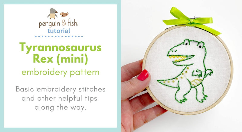 Three Rex Pattern Tyrannosaurus Rex (mini) Embroidery Pattern - stitching tips and trick