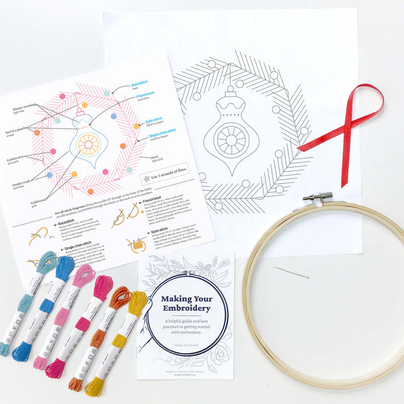 Retro Wreath embroidery kit