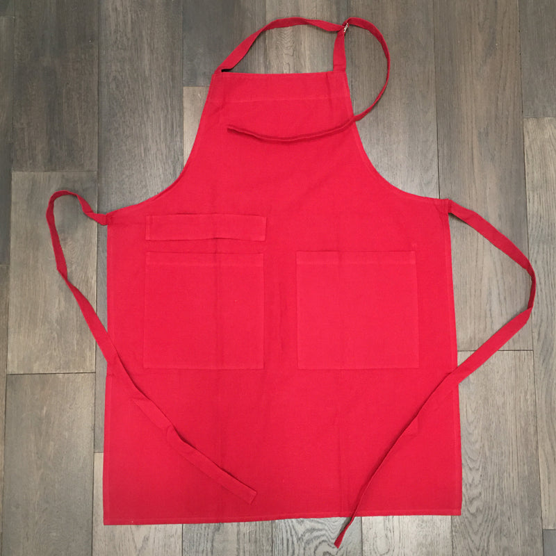 Apron with large pockets - cranberry