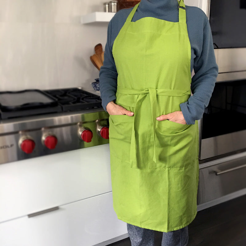Apron with large pockets - lime