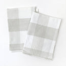 Farmhouse style cream checkered dish towel - set of 2