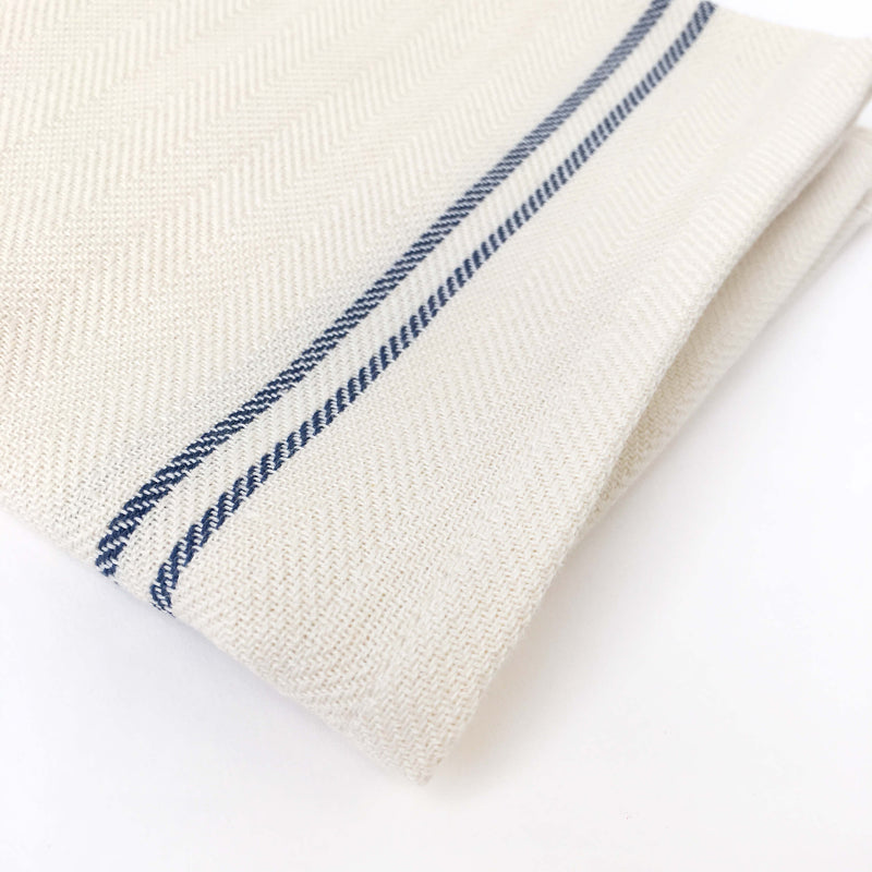 Vintage style blue striped dish towel - set of 2