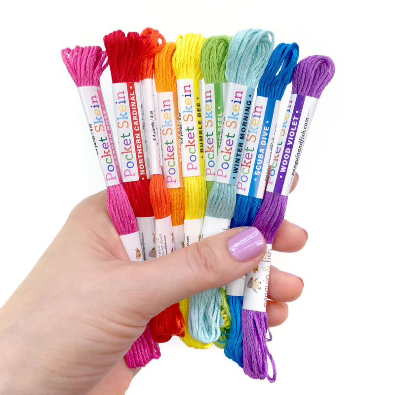 Rainbow embroidery floss - 9 skeins