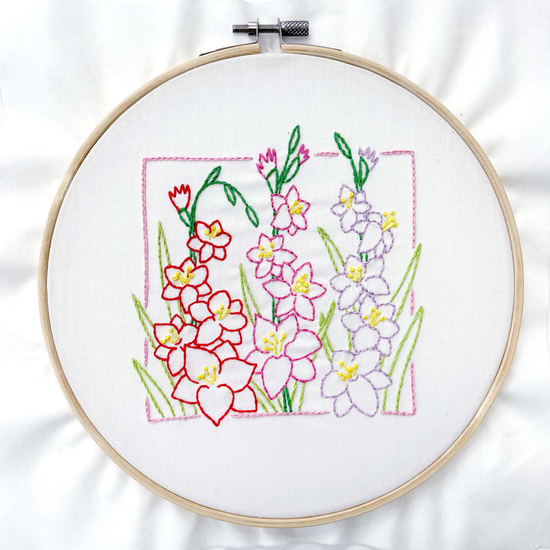 August Gladiolus embroidery kit