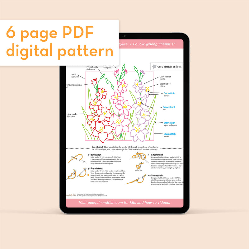August Gladiolus - PDF pattern