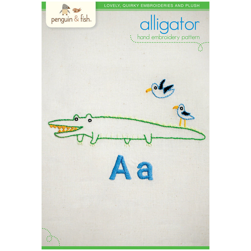 Aa Alligator embroidery pattern - iron-on