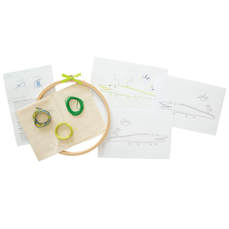 Alligator embroidery kit for beginners