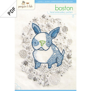 Boston puppy embroidery pattern - PDF