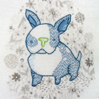 Boston Puppy embroidery pattern - iron-on