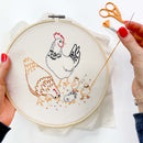 Chickens embroidery kit