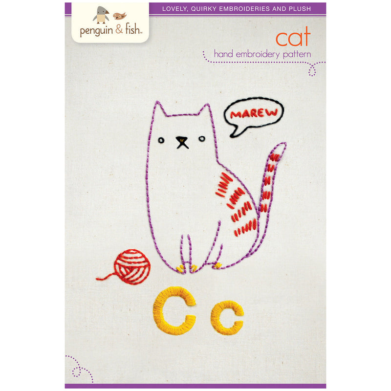 Cc Cat embroidery pattern - iron-on