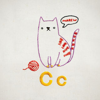 Cc Cat embroidery pattern - iron-on