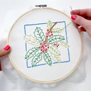 December Holly embroidery kit