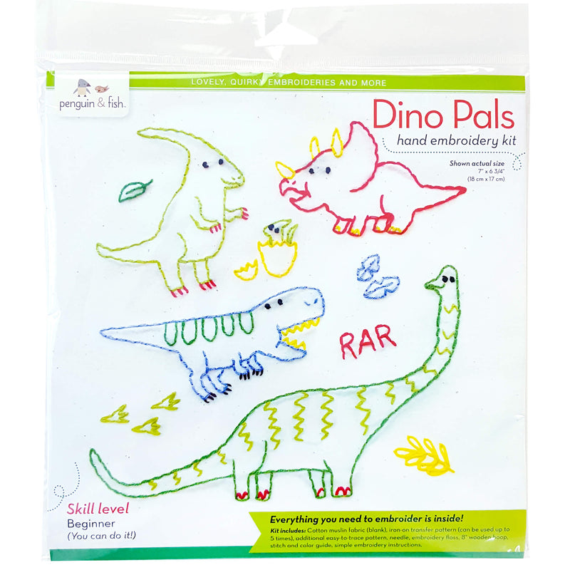 Dino Pals embroidery kit for beginners - mix 'n' match