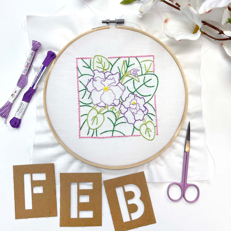February Violet embroidery kit