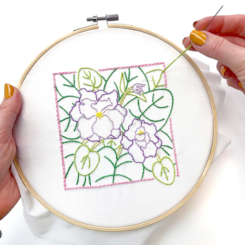 February Violet embroidery kit