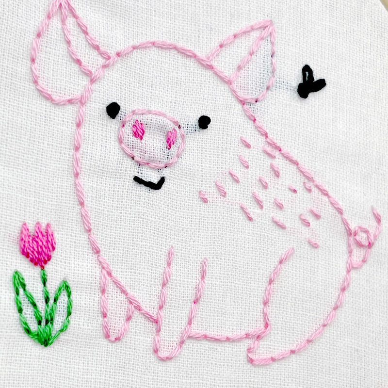 Pig embroidery kit