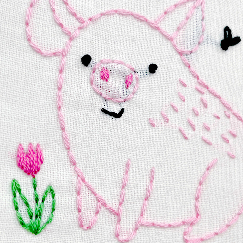 Pig embroidery kit