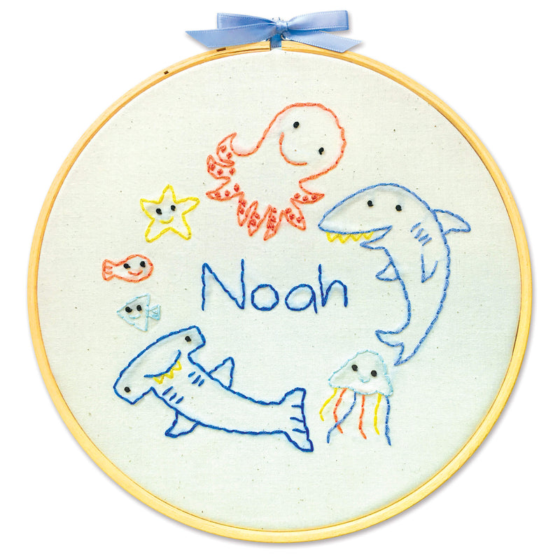 Fishies embroidery kit for beginners - customizable
