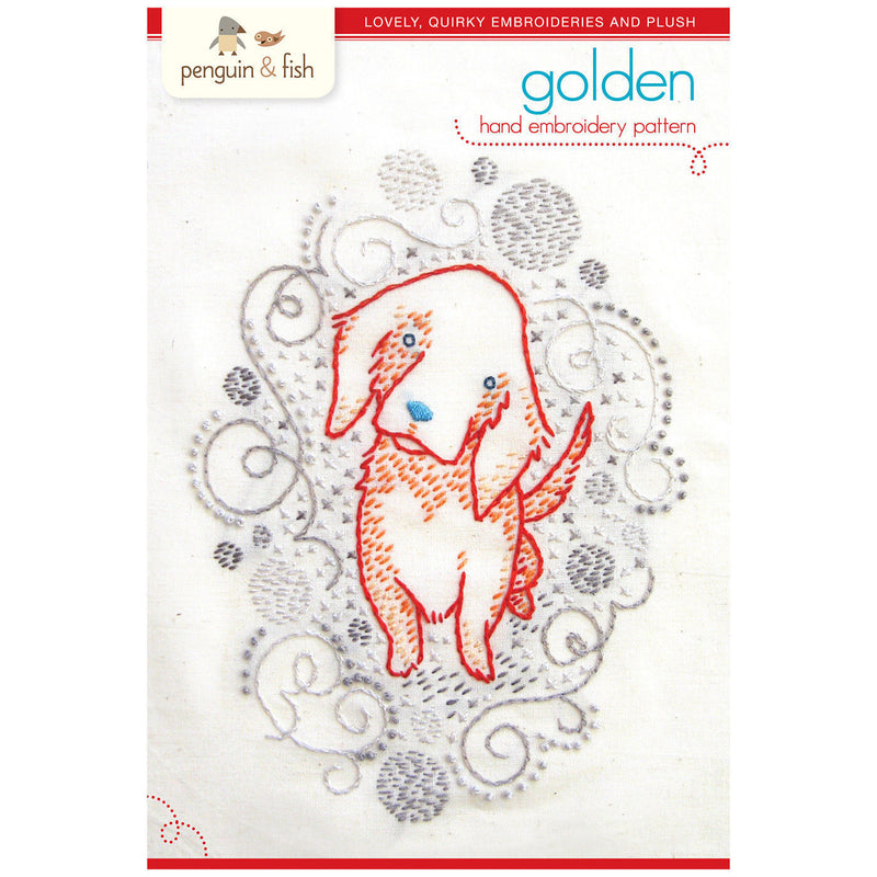 Golden Puppy embroidery pattern - iron-on