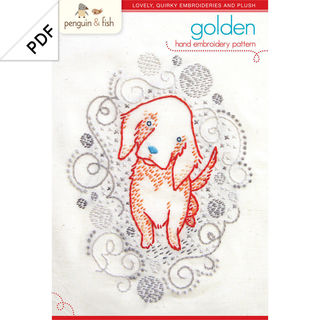 Golden puppy embroidery pattern - PDF