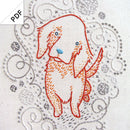 Golden puppy embroidery pattern - PDF