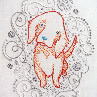 Golden Puppy embroidery pattern - iron-on