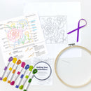 January Carnation embroidery kit