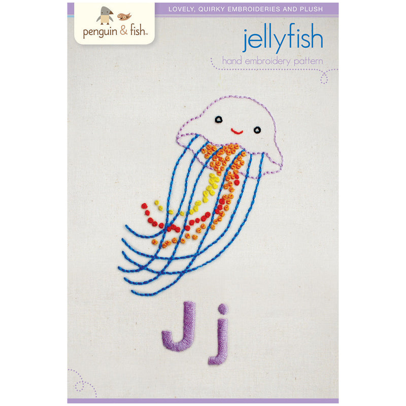 Jj Jellyfish embroidery pattern - iron-on