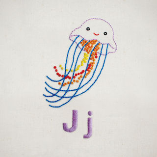 Jj Jellyfish embroidery pattern - iron-on