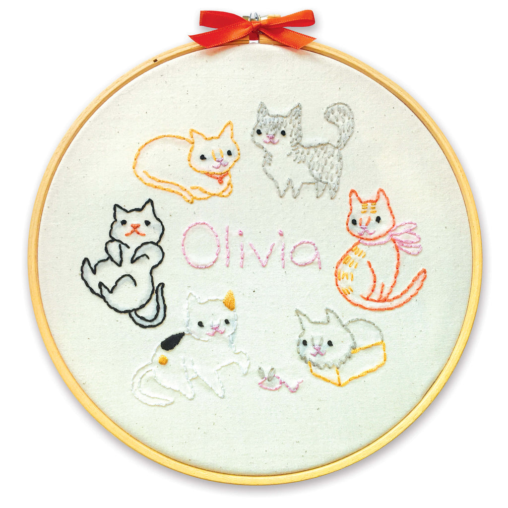 Kitties embroidery kit for beginners - customizable