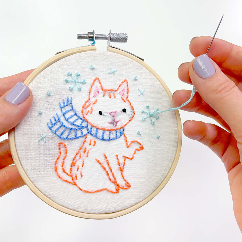 Snowflake Kitty embroidery kit