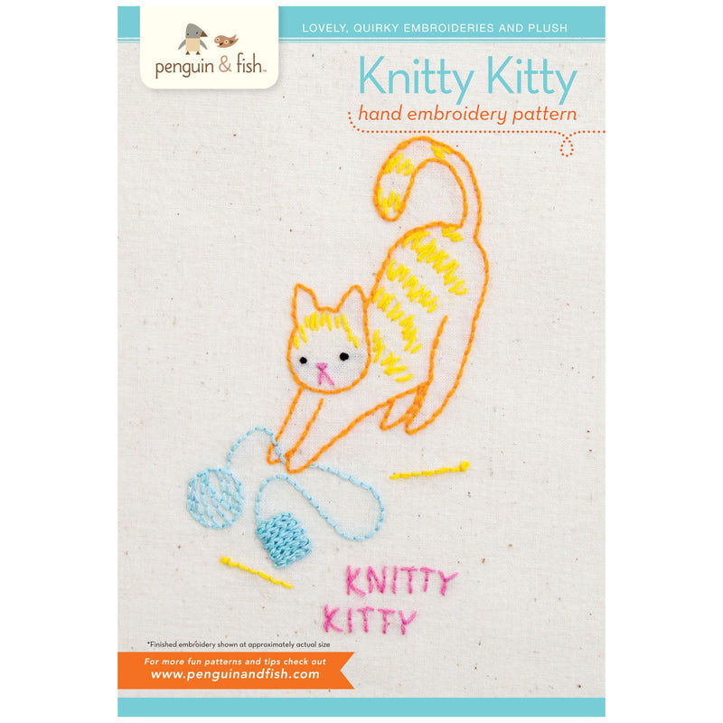 Knitty Kitty embroidery pattern - iron-on