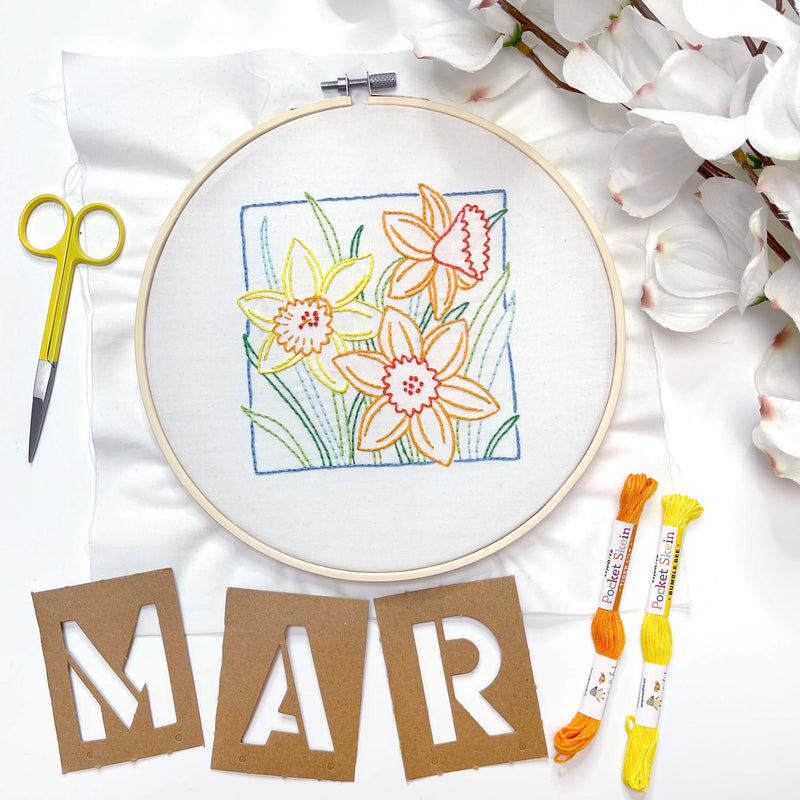 March Daffodil embroidery kit