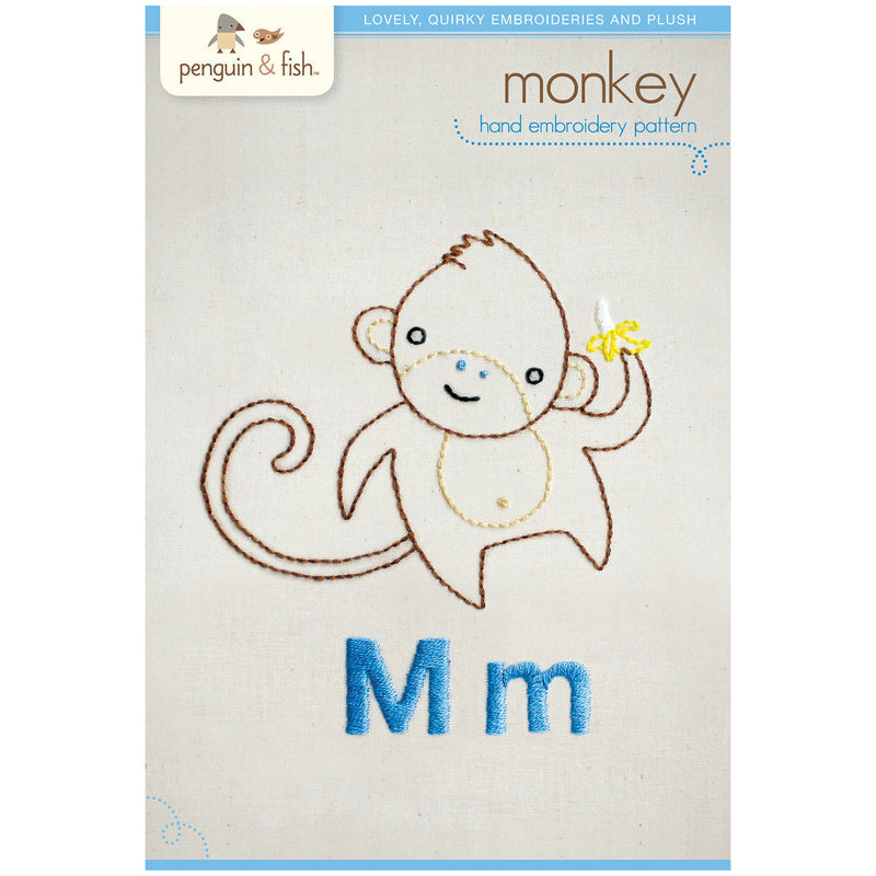 Mm Monkey embroidery pattern - iron-on