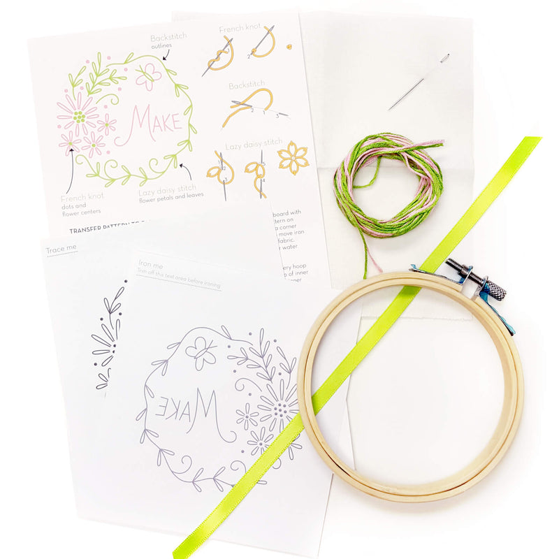 "Make" flower embroidery kit