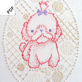 Maltese puppy embroidery pattern - PDF