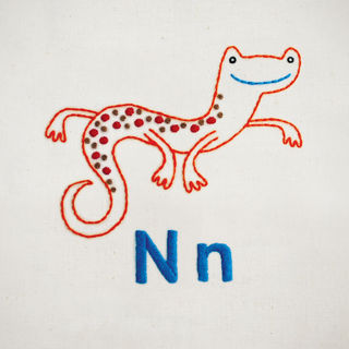 Nn Newt embroidery pattern - iron-on