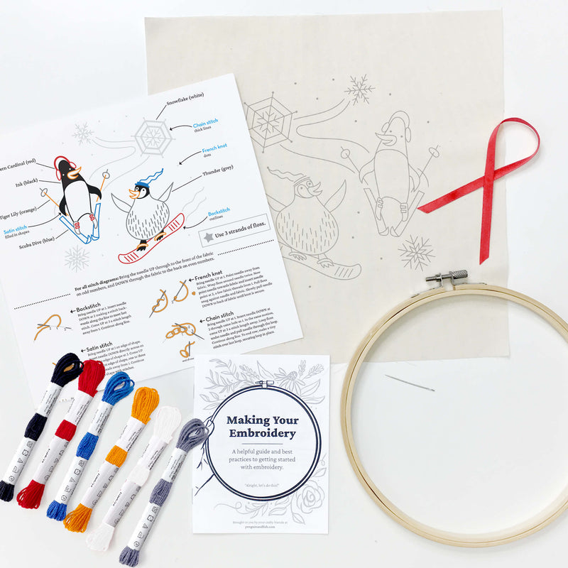 Penguins embroidery kit