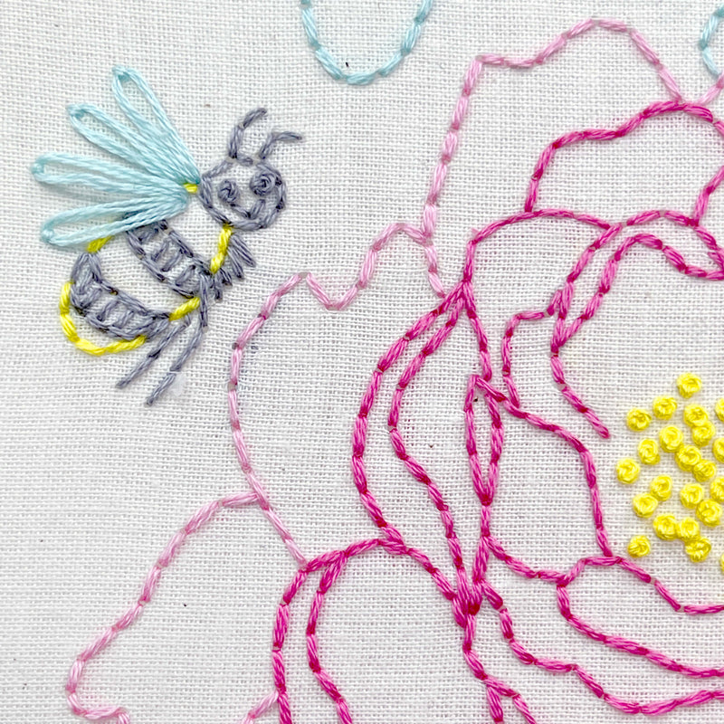 Peony embroidery kit