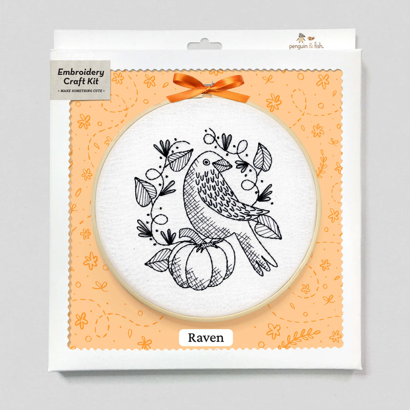 Raven embroidery kit