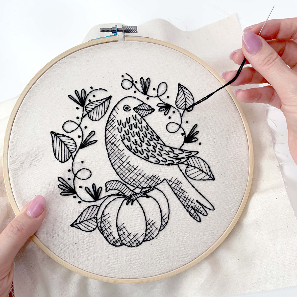 Raven embroidery kit