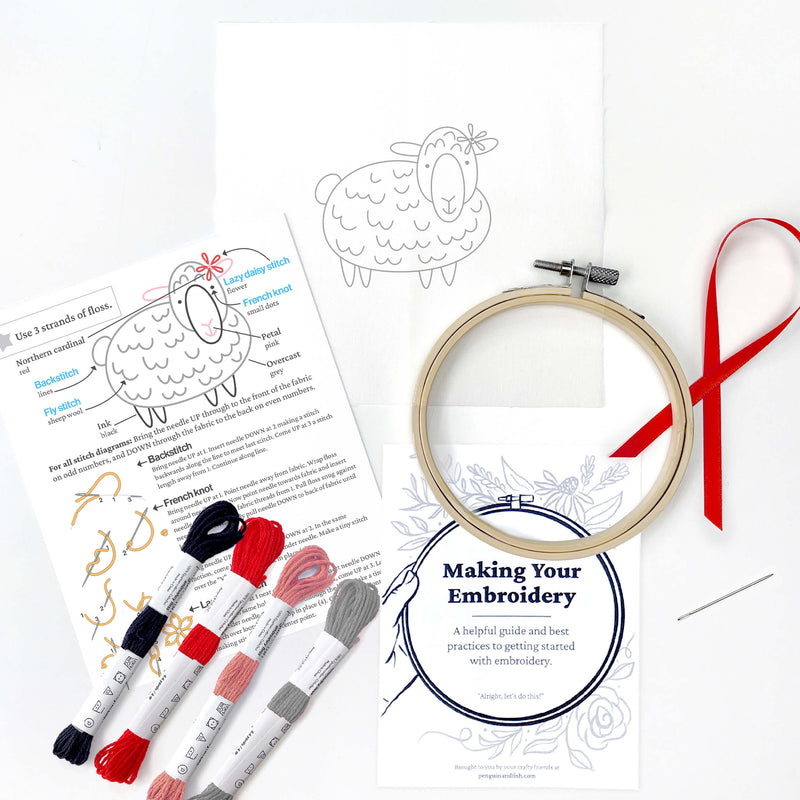 Sheep embroidery kit